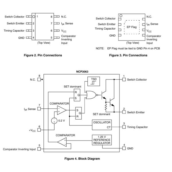 NCP3063BDR2G: 1.5A Step-Down Switching Regulator, 3V-40V Wide Input, 150kHz Fixed Freq, Low Dropout, SOIC-8 Package, Thermal Shutdown, Cycle-by-Cycle
