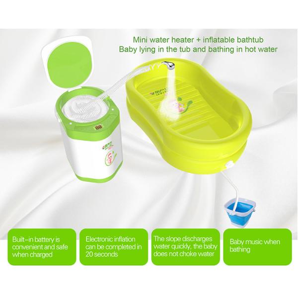 Non Toxic PVC Inflatable Baby Tubs With Smart Water Heater Shower Set