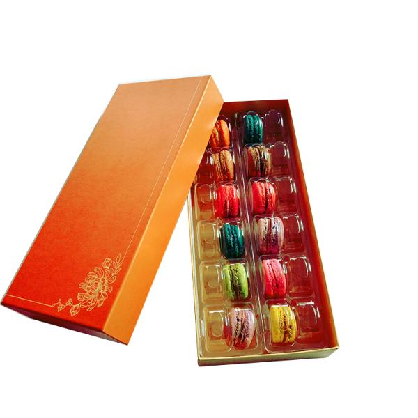 CMYK Printing 900g Grey Cardboard Paper Gift Box 24pcs Macaron Shipping Containers