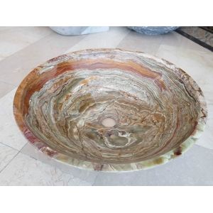 China Tiger Onyx Green Kitchen Bathroom Sinks Vessel Washbasins None Overflow wholesale