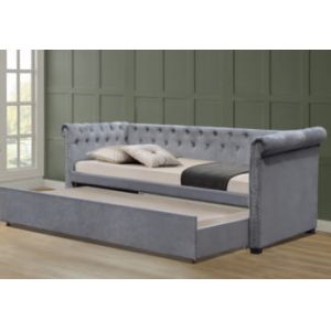 Grey Colour Multifunctional Upholstered Trundle Daybed With Storage