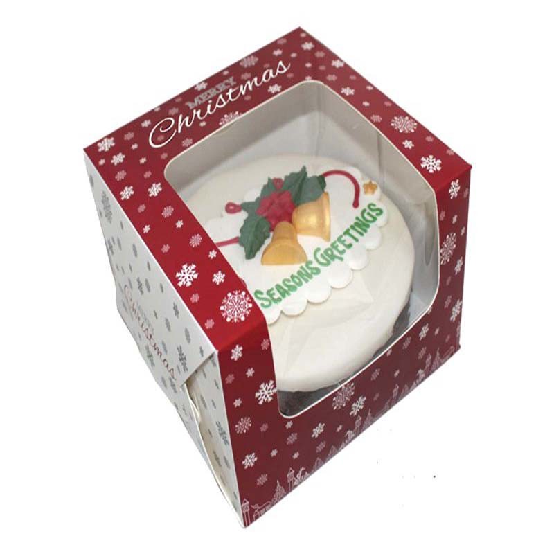 Quality custom christmas cake paper color box with clear pvc window for sale