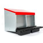 2 Compartment Rollaway Chicken Nesting Box in Galvanized Sheet Metal Egg Box Red