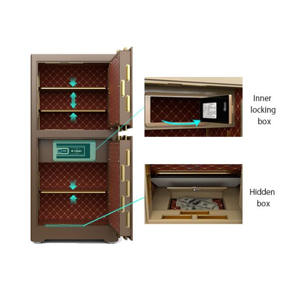 Fingerprint Lock Commercial Safe Box 3D Stereo Soft-Roll Leather Adjustable Shelves