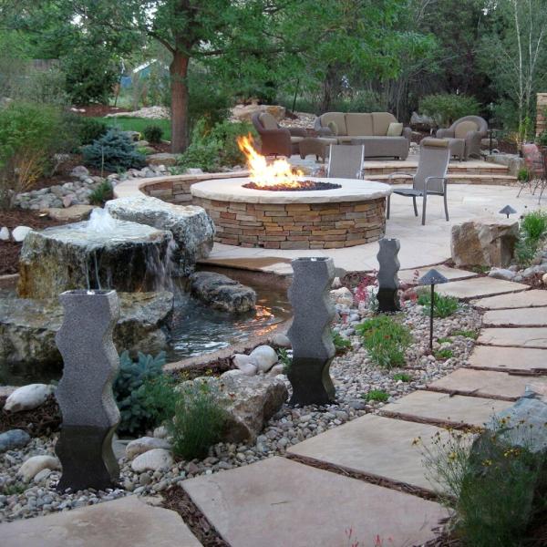 Rock Fountain with LED Lights Cast Stone Fountains with Low Splash Design for Garden Patio Balcony Lawn Pump Included