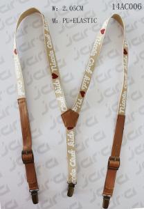 China Brown Elastic / PU  Mens Fashion Suspenders With Old Brass Steel Clip wholesale