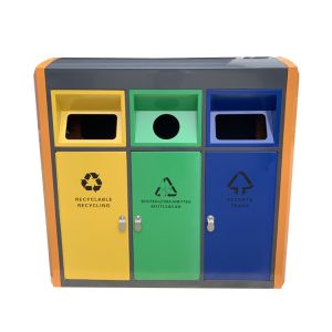Powder Coating 3 Compartments 30L Metal Recycling Bin