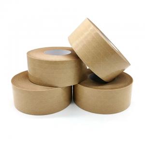 China Fiberglass Reinforced Flatback Kraft Paper Tape Self Adhesive Paper Parcel Tape wholesale