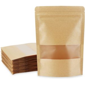 Beef Jerky Kraft Stand Up Pouches Packing Food Customized Zipper