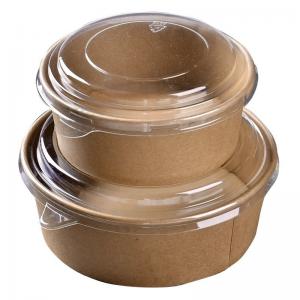 Round Salad Craft Paper Bowls 700ml Single Wall Customized With Lids