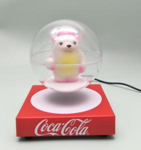China 360 rotating square base magnetic levitation floating gift toys ornament bear transparent ball display stands wholesale