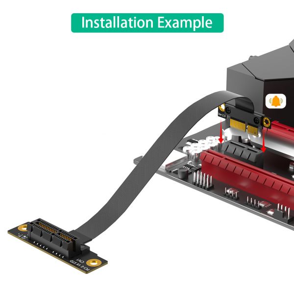 36PIN PCI-E 1X 270 Degree PCI-e Extension Cable For PCI Express Up to PCI-E Gen3 8Gbps speed