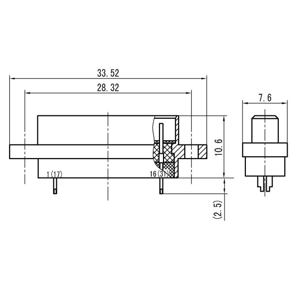 J30J 31-Pin Female Micro Rectangular Connector – Soldered Wire Type