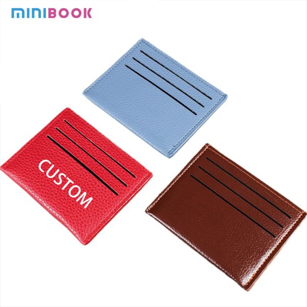 Low MOQ Mix Models Custom Logo Soft Leather Simple Pebbled Leather Credit Card Holder