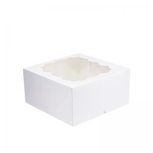 China White Paper Takeaway Containers , Kraft Square Cake Box With Window wholesale