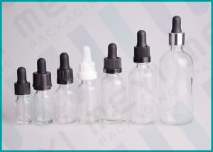 China 5ml 30ml 100ml Transparent Glass Dropper Bottles For Cosmetic Oil / Lotion wholesale
