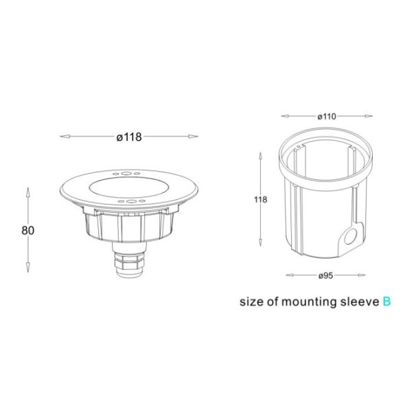 6W Surface Mounted IP68 Waterproof LED Pool Light SUS 316 Cover Fountain Lamp