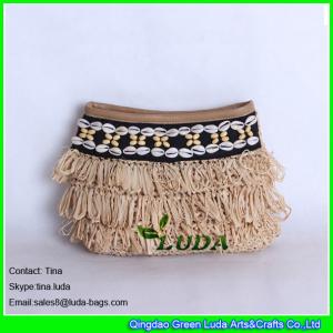 China LUDA fashion straw handbags seashell deco raffia beach straw purse handbags wholesale