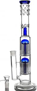 China 18mm Oil Dab Rigs Glass Water Bong Glass Double Tree Percolator Water Pipes With Ash Catcher on sale