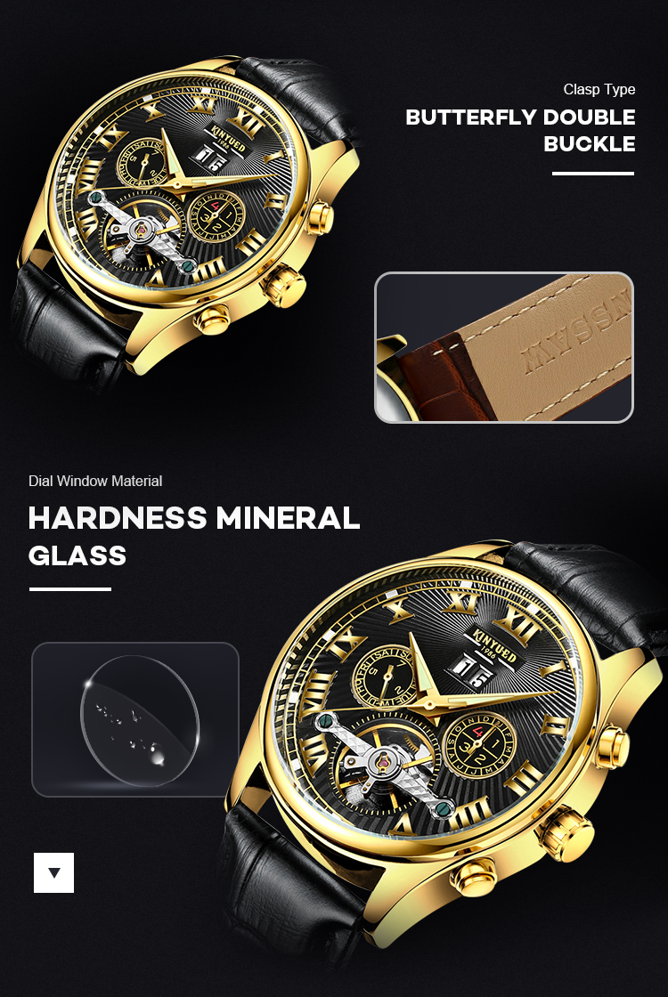 KINYUED Custom Logo Original Luxury Brand Automatic Mechanical Tourbillon Watch Men