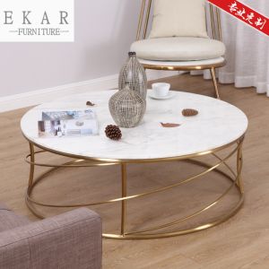 China Beautiful Designs Marble Round Coffee Table with Mental Base wholesale