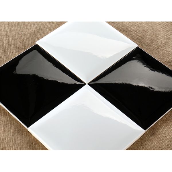 Black White 152x152mm Glossy Ceramic Wall Tiles for Bathroom