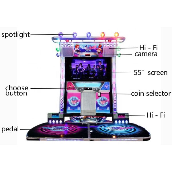 55" HD Coin Operated Music Machine Dance Central Stereo System For Plaza