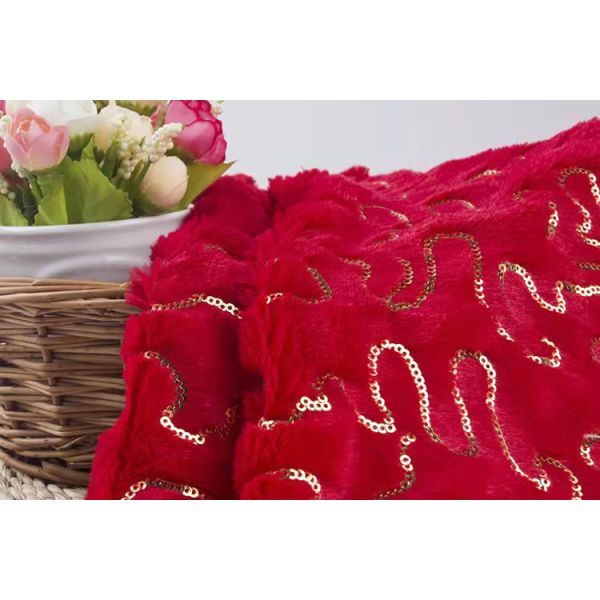 DDP Free Sample Textiles Best Design Reversible Gold Sequin Red/Pink/Grey Velvet Fabric Wholesale