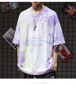 China Eco Friendly Men Streetwear T Shirts Organic Cotton Jersey Dip Dye Tone Crew Neck wholesale
