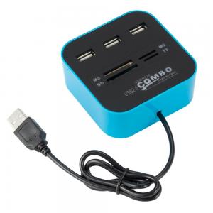 China All In One 3 Port Card Reader Square Multi USB Splitter on sale