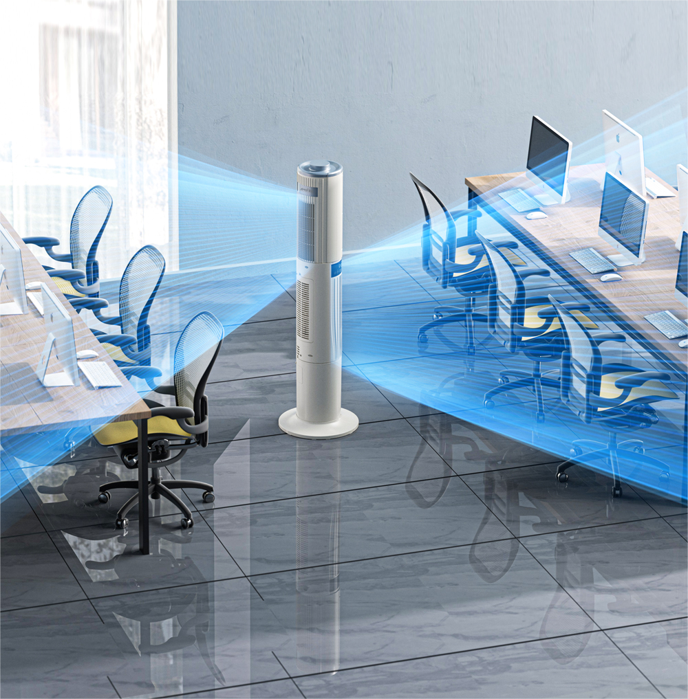 Portable Cooling Tower Fan TUYA Control Double Layer Design 33*33*120cm Dimensions