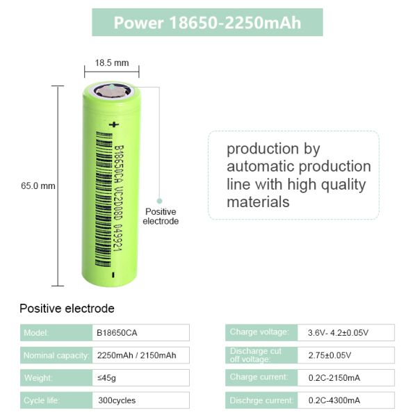 18650CA 18500 Rechargeable Li Ion Battery 2250mah 3.6v Customized