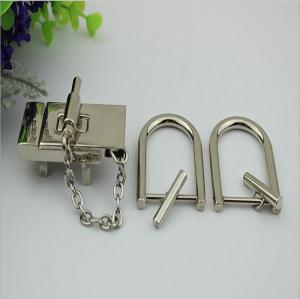 China Personality design three-piece suit silver color metal accessories zinc alloy rectangle bag locks wholesale