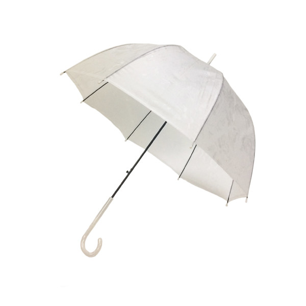 J Shape Plastic Handle Transparent POE Umbrella