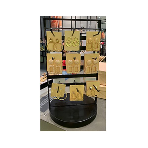 Double Sides Rotated Metal Table Top Display Stands With Top Sign For Brand Logo