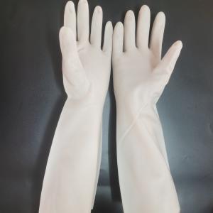 China Unflock Lining Nitrile Dishwashing Gloves Household 38cm White Nitrile Glove on sale