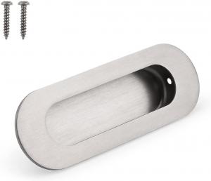 China Recessed Flush Pocket Door Pull Oval Shape With Hidden Screw wholesale