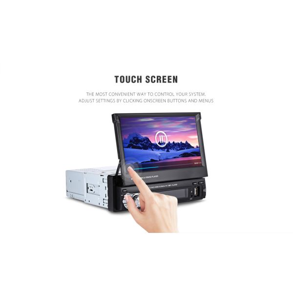 7 Inch Retractable Android Car Radio 1 Din FM AM USB Bluetooth Car Multimedia System With Gps