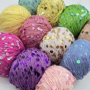 China 1/2.3NM 55% Cotton 45% Polyester Sequin Yarn Crochet Paillette Yarn For Bag Clothing Knitting on sale