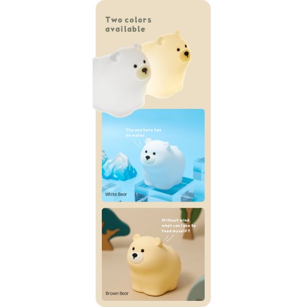 Little Bear Patting Silicone Night Light Children's Bedroom Baby Feeding Cute Creative Small Night Light Soft Light