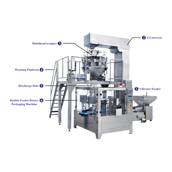 Double Vibrator Feeder Fully Automatic Pouch Packaging Machine 100P/M