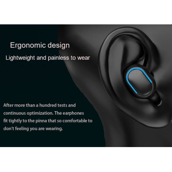 3.7V 1800mAh Charging Case Bluetooth Earphones For Running 9D HIFI