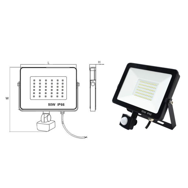 High Lumen Outdoor PIR LED Flood Light 30W Remote Control