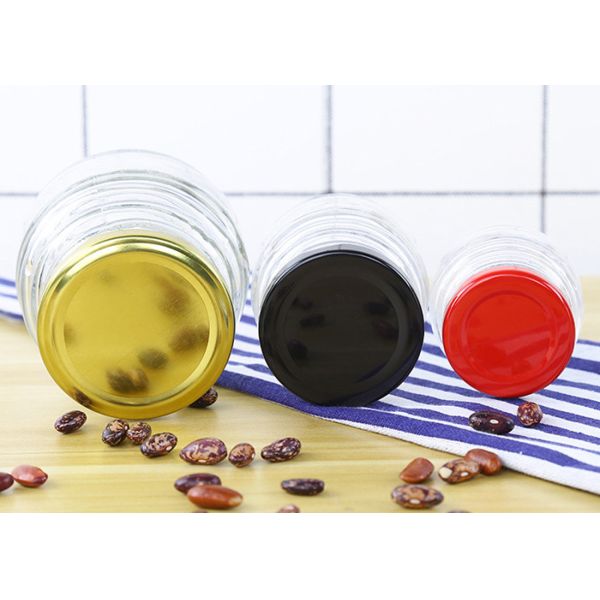 Transparent Glass Honey Jars With Aluminum Lid Round Shape YF201901030