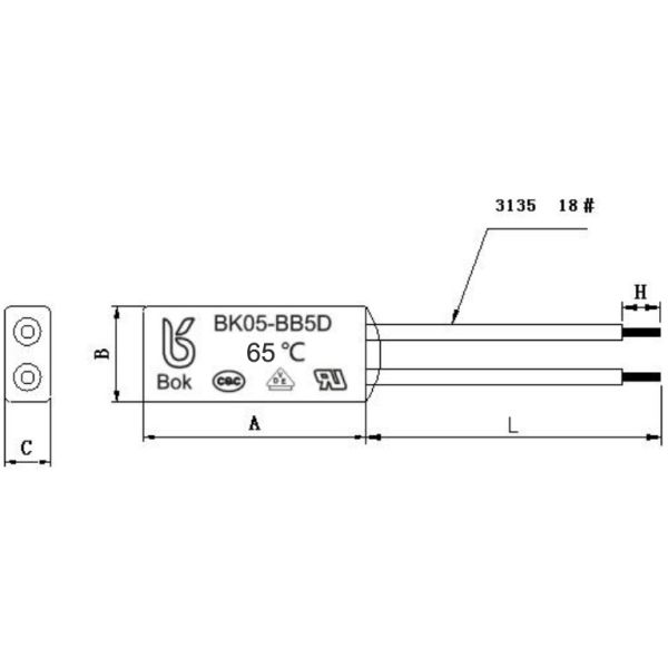 Bi Metal 65 Deg C BK05-BB1D Micro Thermostat Cut Off Switch Temperature Switch