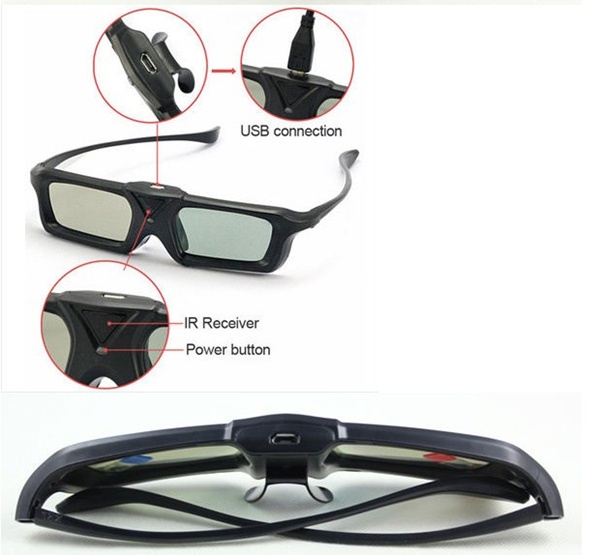 Fresh Rate 120HZ DLP Link 3D Glasses with Active Shutter Powered