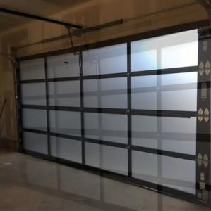 China Modern Aluminum Sectional Door White/Brown/Grey Alloy Sound Insulation Door Automatic Opening Transparent Glass Door wholesale