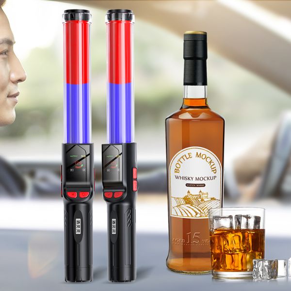 Red And Blue Baton Alcohol Blowing Device / Breath Analyser Machine