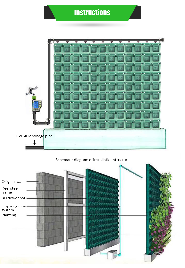 Hydroponic Vertical Self Watering Artificial Green Wall System for Greening Projects