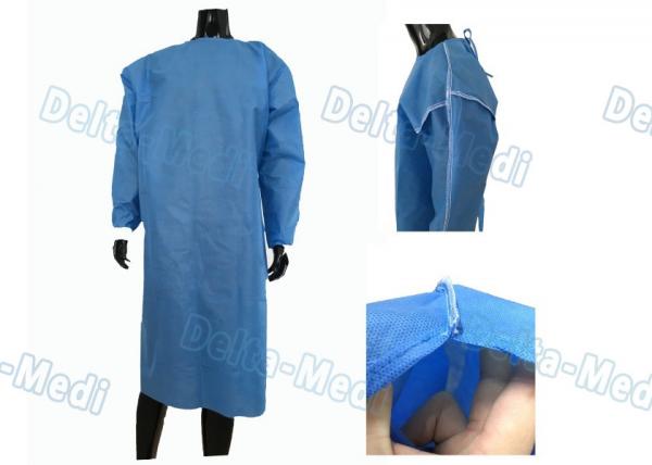 High Performance Disposable Standard Surgical Gown Wood Pulp Spunlace With 4 Waist Belts
